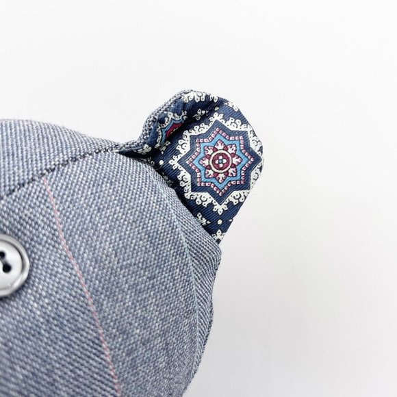 Vintage Handmade Jointed Teddy Bear Pinstripe Paisley Pattern Daddy Bear Inc Tag - Picture 3 of 12